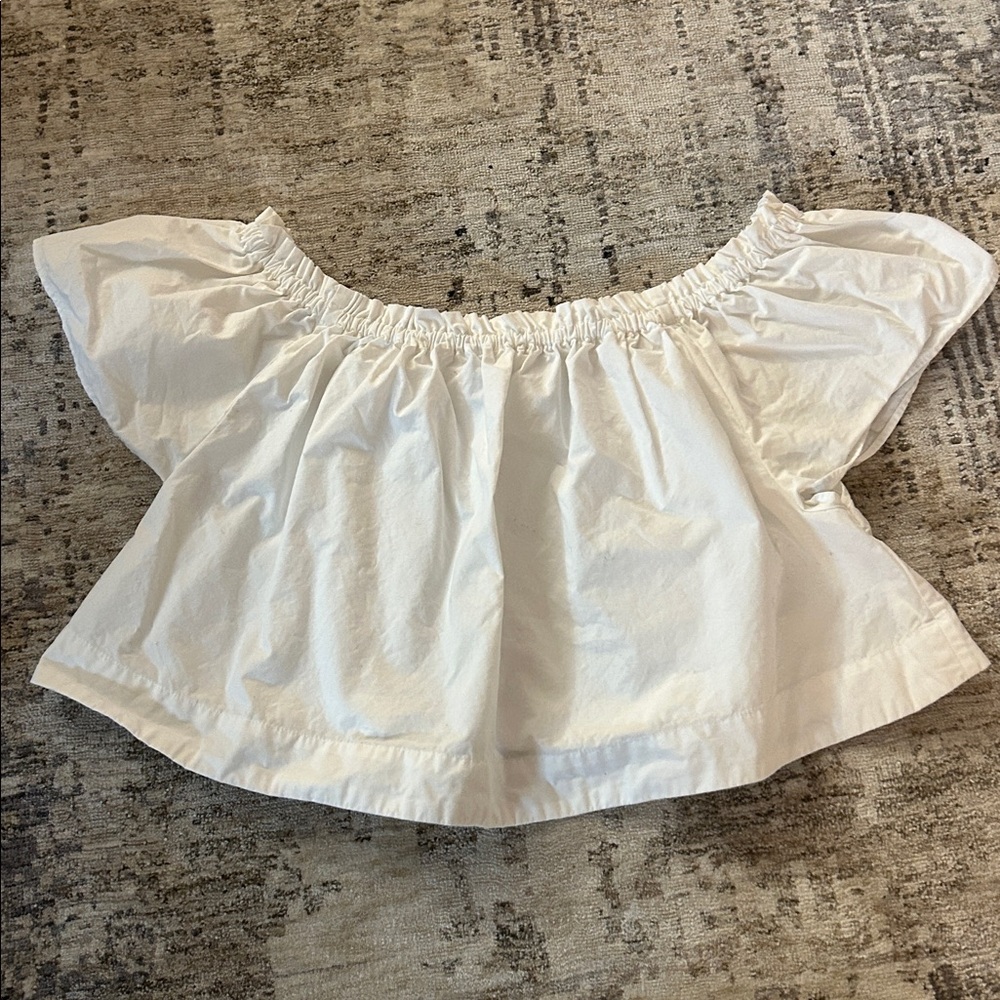 Aritzia Wilfred Off The Shoulder White Crop Blouse